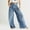Dark Blue, variant on Women's Jeans High Rise Wide Leg Button Zipper Pockets Length Pants Jeans