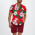 thumbnail image 2 of Stamzod Mens Sweatsuits 2 Piece Set Summer Short Sleeve Hawaiian Shirt and Shorts Sets Casual Plus Size Vacation Short Sets for Men Red C M, 2 of 5