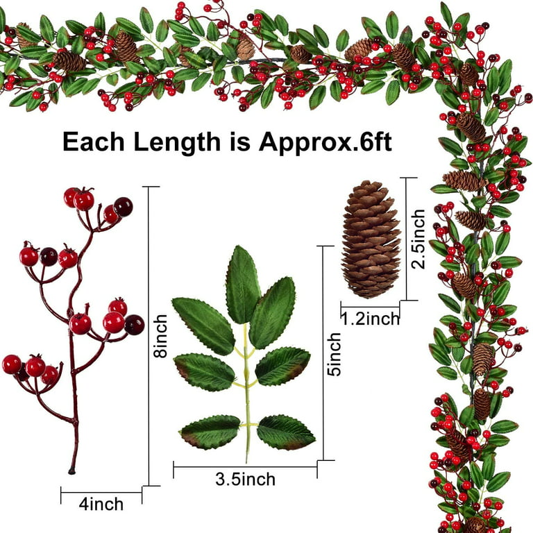The Holiday Aisle 5'' Artificial Red Outdoor Weather Resistant Berry Christmas Garland, Unlit The Holiday Aisle