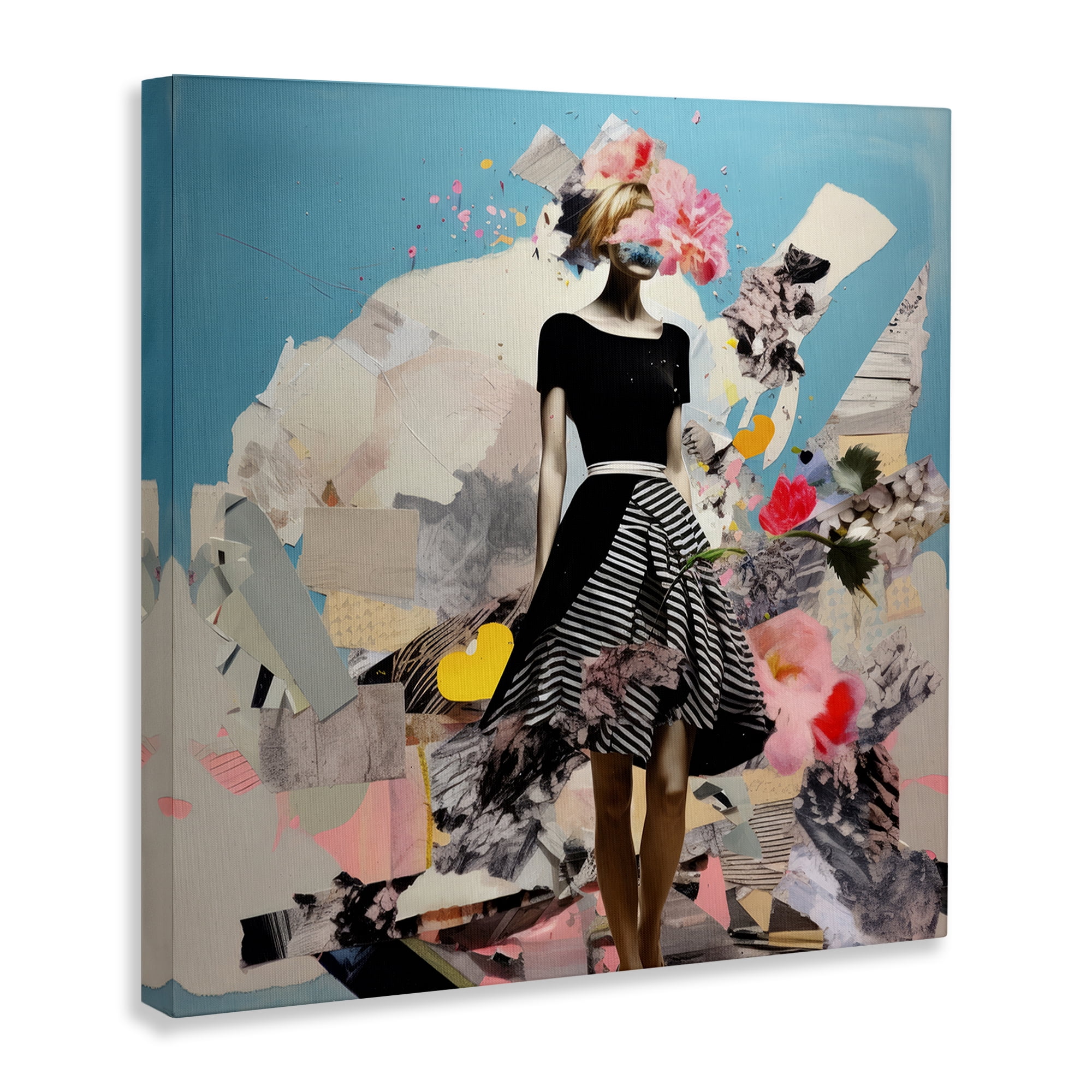 Stupell Industries Surreal Collage Woman People Painting Wrapped Canvas Art Print Wall Art, 30 x 30