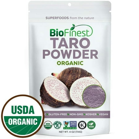 Tea Smoothie - Biofinest Taro Powder -100% Pure Antioxidants Superfood - USDA Certified Organic Kosher Vegan Raw Non-GMO - Boost Digestion Weight Loss Detox - For Smoothie Bubble Tea Beverage (4 oz Resealable Bag)