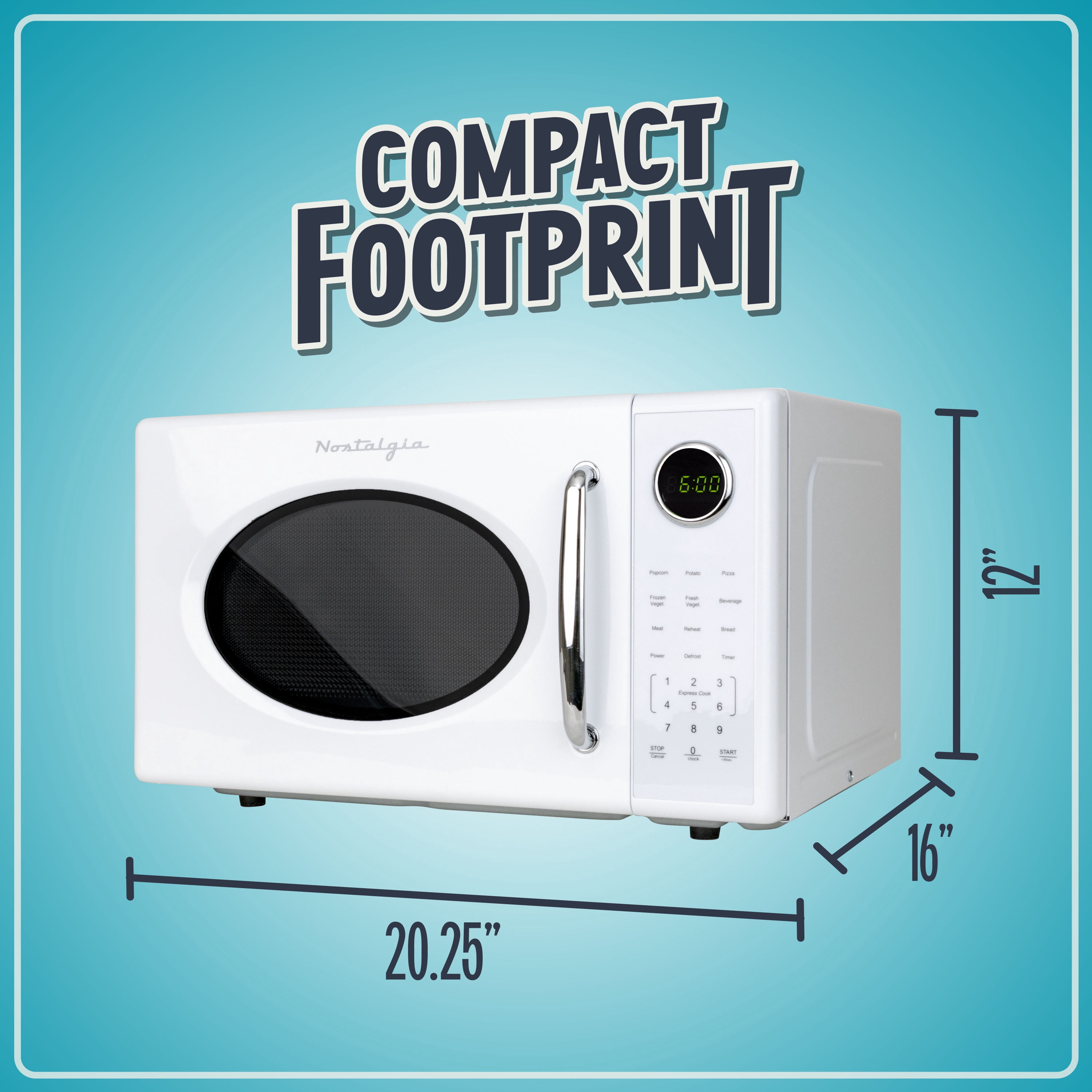 Nostalgia 1.1 cu ft Retro Microwave Oven, 1000W Countertop Microwave Oven with 8 Auto Cook Programs, White