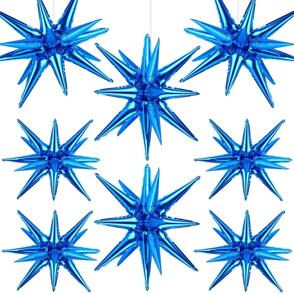 Globos estrella Wrbin de papel aluminio azul de 27" y 22" - 8 piezas