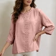 thumbnail image 2 of Women Shirts Neck Embroidered Short Sleeve Casual Blouse Top Holiday Gathering Daily Casual Outfit, 2 of 6