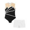 thumbnail image 3 of TiaoBug Kids Girls 2 Piece Gymnastics Leotard Outfits Sleeveless Ballet Dance Bodysuit with Shorts Set Silver 14, 3 of 5