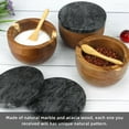 thumbnail image 6 of TABHOUKIT Wooden Salt Cellar Box with Marble Lid & Spoon, Modern Black Stone Salt or Pepper Sugar Spice Seasoning Bowl Container Jar Holder Well Keeper Dish Pig Crock for Kitchen, 6 of 8