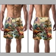 thumbnail image 3 of luoweisi Men's Beach Shorts Quick Dry Swim Trunks with Mesh Lining Cartoon Dinosaur L, 3 of 5