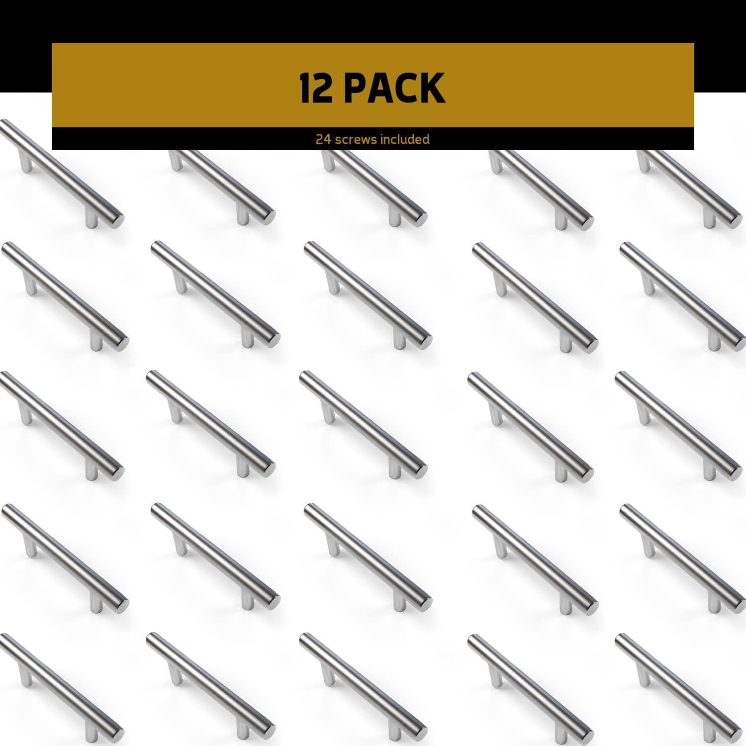 Mega Handles / Cabinet Pulls 5.5 Inch / Stainless Steel Cabinet Handle Pulls / Satin Nickel / 12 pack