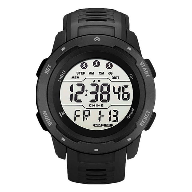 Reloj deportivo digital multifuncional para hombre, resistente al agua, luminoso, con cronómetro, para correr al aire libre, color negro