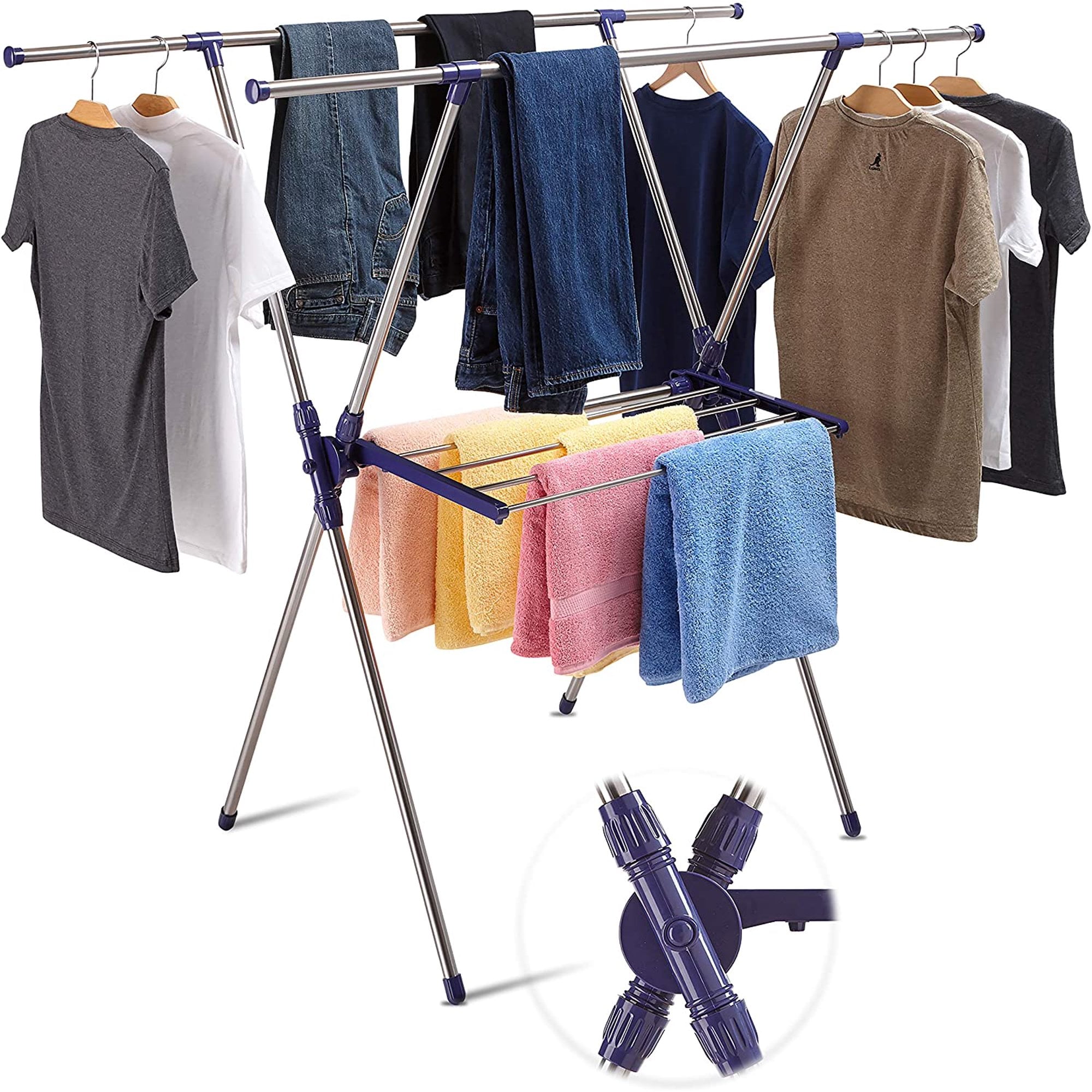 Retractable Stainless Steel Clothesline Laundry Line Clothes Drying Stand Rack 