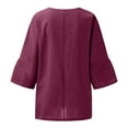 thumbnail image 4 of Gibobby Tirantes Para&nbsp;Camisa Verano mujer 3 de 4 manga cuello redondo estampado floral suelta Top camisetas Casual lino túnica camiseta blusa（Morado， M), 4 of 4