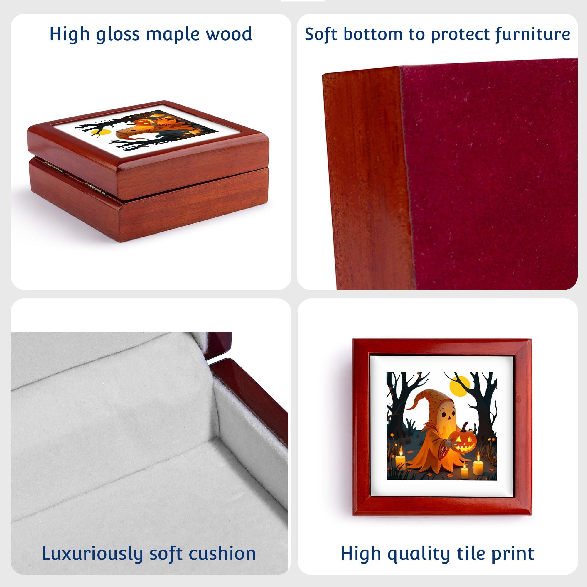 3dRose, A Hooded Cloaked Figure Collecting Toadstools In A Woodland Cut Out, Jewelry Box 5.5x5.5 inch with 4 inch tile