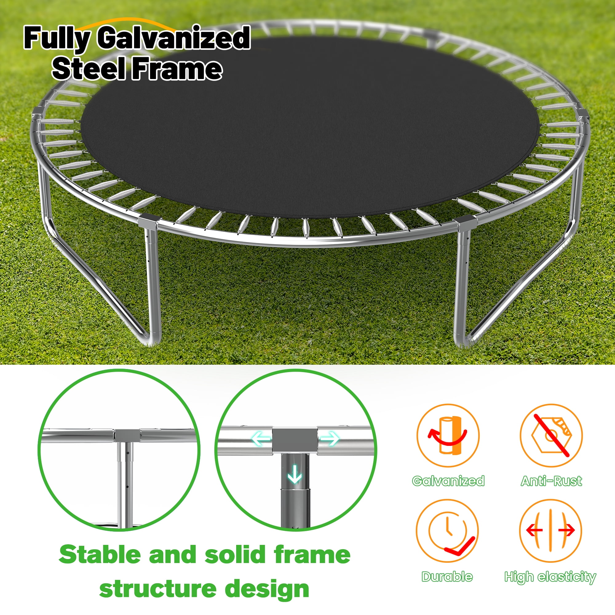 10FT Trampoline for Kids,Outdoor Trampoline with Basketball Hoop,Recreational Trampoline with Safety Enclosure Net,Green