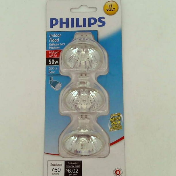 Philips 415802 Landscape And Indoor Flood 50 Watt Mr16 12 Volt Light Bulb 3 Pack 3404