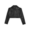 thumbnail image 4 of SiiRoh Girls Boys Metallic Motorcycle PU Jacket Zip Up Moto Biker Coat Outwear Dancewear Streetwear Black 10, 4 of 5