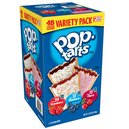 Kellogg's Pop-Tarts Breakfast Toaster PastriesVariety Pack Frosted Strawberry / Blueberry / Cherry 88 oz 48