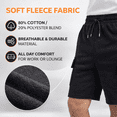 thumbnail image 3 of Yacht & Smith 6 Pack Men’s 5 Pocket Fleece Cargo Shorts, Cotton, Drawstring, Bulk Athletic Lounge Shorts, Black, Size 2X-Large, 3 of 6