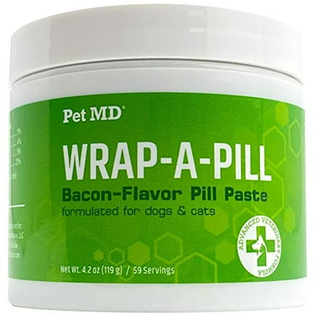 UPC: 0850012848011 | Pet MD Wrap A Pill Bacon Flavor Pill Paste for Dogs and Cats – Create a Pocket to Hide Pills and Medication – 59 Servings