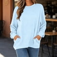 thumbnail image 3 of Relaxed Fit Sweatshirt for Women Crewneck Pullover Long Sleeve Textured Top with Pockets, 3 of 7