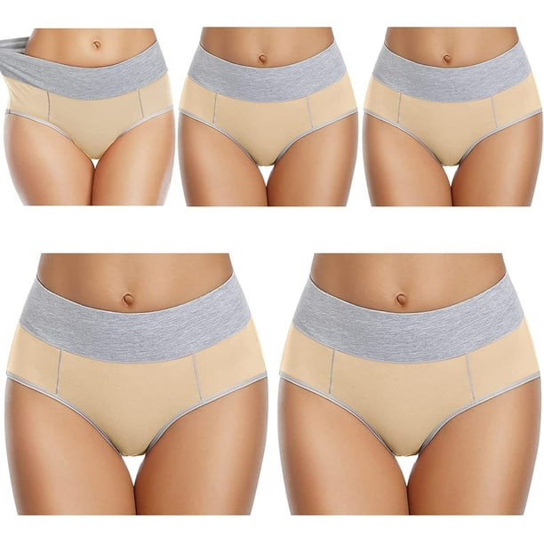 Goodwill 5 Pack Women's Cotton Underwear High Waist Stretch Briefs Soft