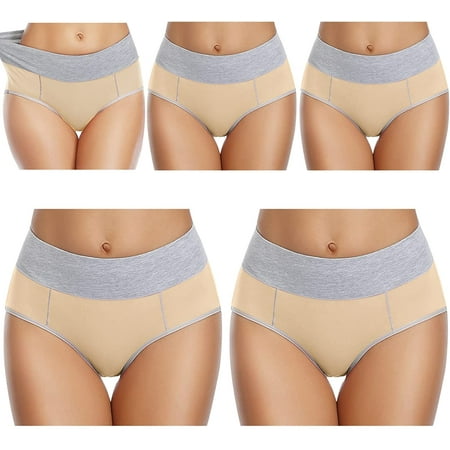 

Goodwill 5 Pack Women s Cotton Underwear High Waist Stretch Briefs Soft Underpants Ladies Full Coverage Panties