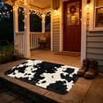 thumbnail image 6 of Cow Print Bathroom Mat Super Absorbent Quick Drying Rug Non-Slip TPR Backing Shaggy Door Mat - Machine Washable Entryway Floor Decor 15.7x23.6in - Black, 6 of 7