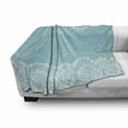 thumbnail image 3 of Abstract Soft Flannel Fleece Throw Blanket, Ornamental Lace Pattern with Floral Bloom Forms Classic Medieval Style Art, Cozy Plush for Indoor and Outdoor Use, 70" x 90", Pale Blue White, by Ambesonne, 3 of 6