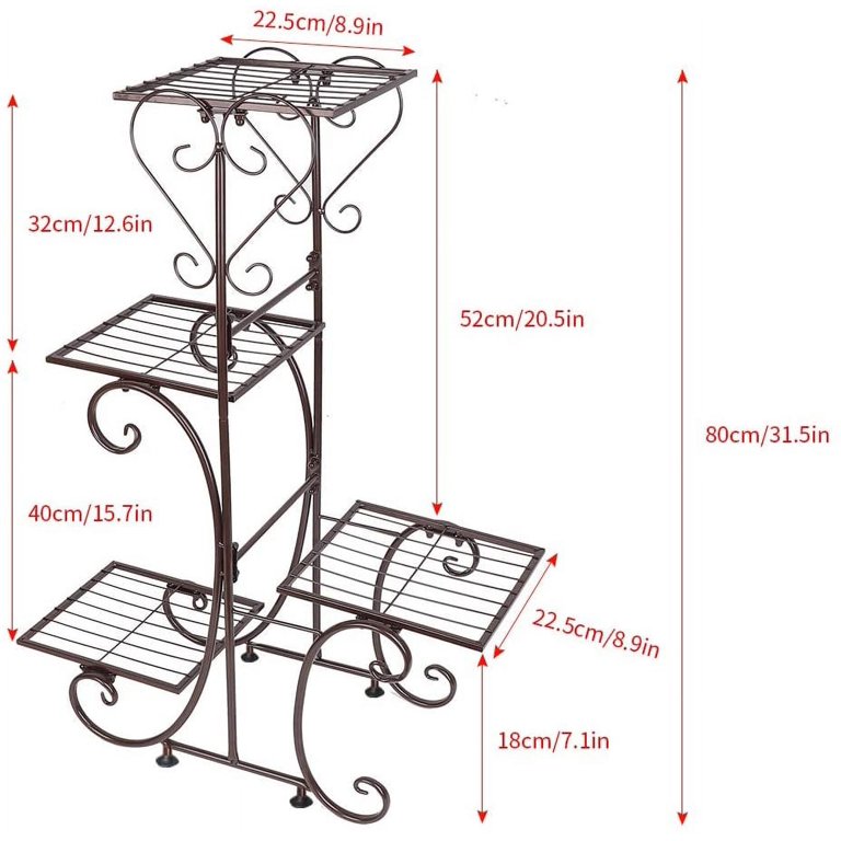 MDLUU Cast Iron Potted Plant Stand 18.8 Inch Tall, 2-Tier Planter Rack,  Heavy Duty Flower Pot Holder for Living Room, Bedroom, Kitchen (Bronze)