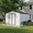 White+gray 10x12 ft no window, variant on LuckyNote 12x10 FT Metal Storage Shed with 3 Clear Windows & Flower Rack, Lockable Single Door, Heavy Duty Waterproof Garden Shed, Gray