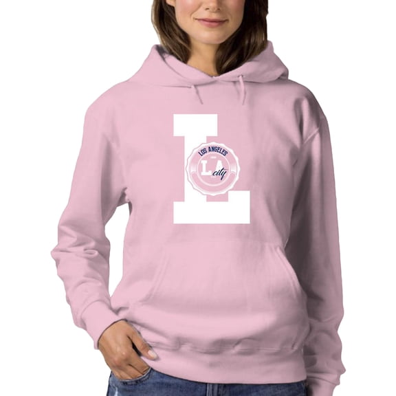 Los Angeles City Rubber Seal Hoodie Women -Image by Shutterstock, Female Large