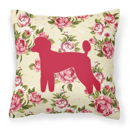 Poodle Shabby Chic Yellow Roses Fabric Decorative Pillow