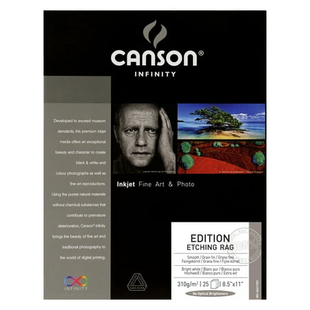 Edition Etching Rag - Canson Infinity Edition Etching Rag Photo Paper, 8.5in x 11in, 25 Sheets/Pkg.