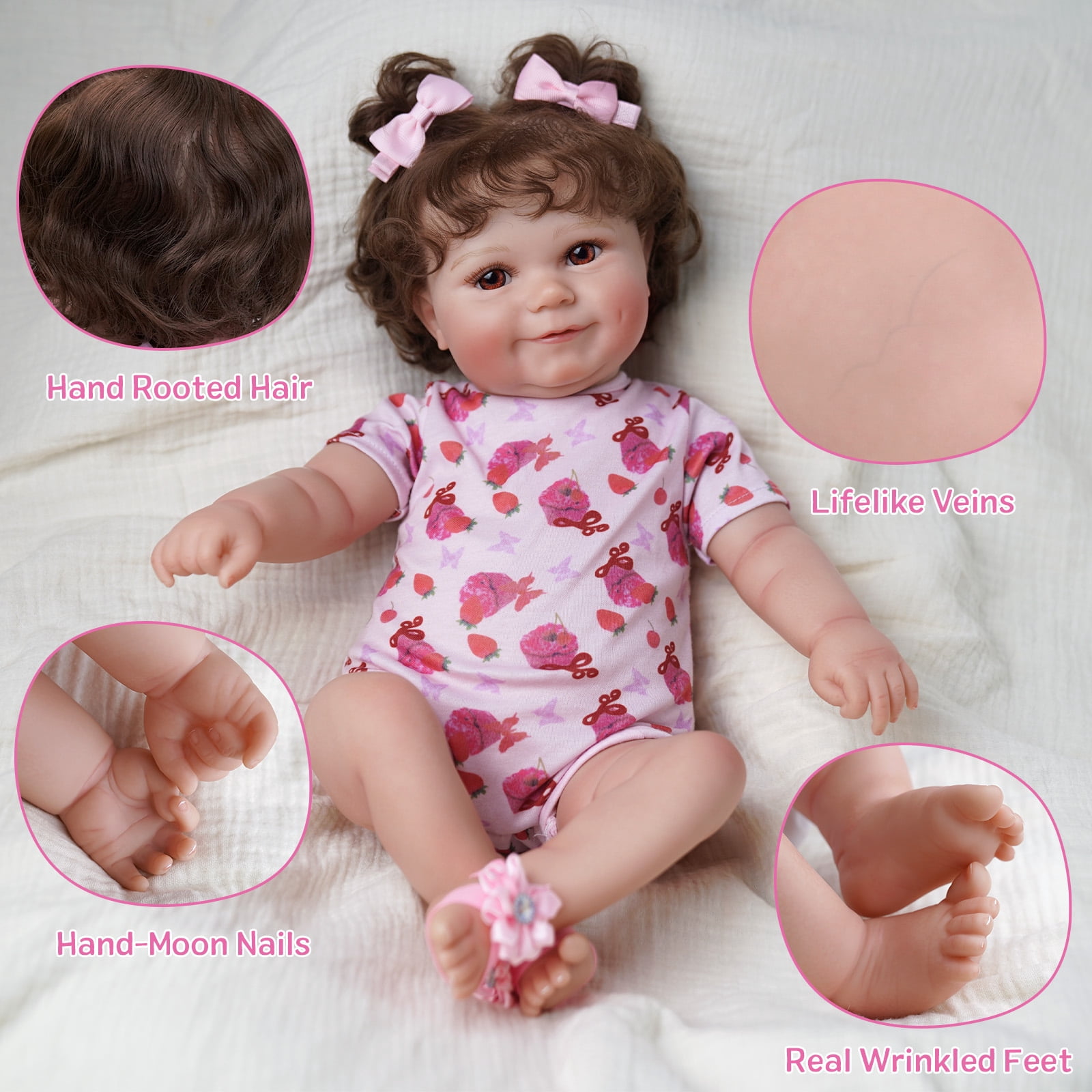 RSG Reborn Baby Dolls 20 inch Soft Cloth Body Newborn Baby Adorable Smiling Dolls with Clothes for Kids Age 3+