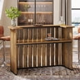 thumbnail image 1 of Finmind Bar Unit, 63-Inch Wine Bar Cabinet Bar Table for Pub, Rustic Brown, 1 of 7