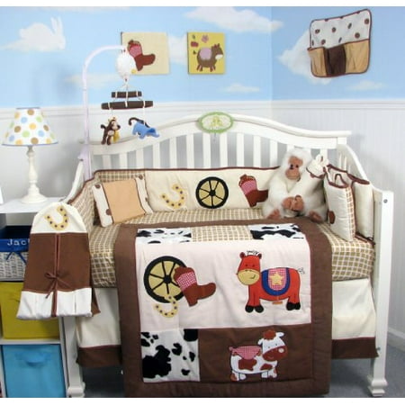 Soho Cowboy Blues Baby Crib Nursery Bedding Set 14 Pcs Included