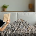 thumbnail image 3 of Rock Soft Flannel Fleece Throw Blanket, Random Sized and Shaped Stones Interlocking Stone Wall Shot Solid Coastal Details, Cozy Plush for Indoor and Outdoor Use, 50" x 70", Multicolor, by Ambesonne, 3 of 5