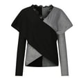 thumbnail image 4 of DPTALR Hauts Décontractés à Manches Longues Croisées Col en V en Dentelle Colorblock pour Femmes, 4 of 8