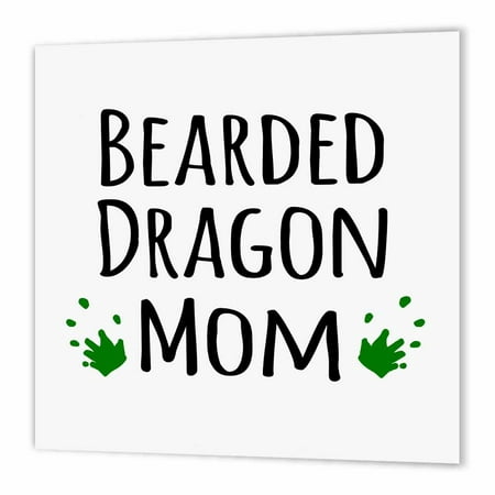 3dRose Bearded Dragon Mom - for female lizard and reptile enthusiasts and girl pet owners Green footprints, Iron On Heat Transfer, 8 by 8-inch, For White (Best Heat Light For Bearded Dragons)