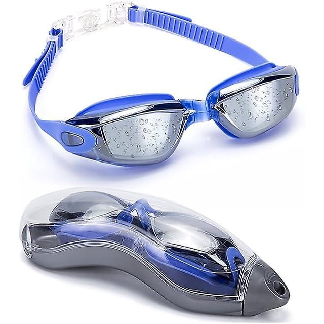 Gafas de natación sin fugas de silicona con estuche protector ajustable para natación de triatlón unisex WEIHJMXG