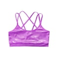 thumbnail image 4 of inhzoy Kids Girls Metallic Cross Back Dance Crop Top Spaghetti Strap Cami Gymnastics Skating Athletic Sports Bra Purple 14, 4 of 6