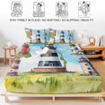 thumbnail image 5 of Twin XL Size Fitted Sheet Set - Lighthouse 2 Piece Bedding Sets 16" Deep Pocket Fitted Sheet with 1 Pillowcases, Red Black Summer Oil Painting Ocean Beach Brushed Microfiber Hotel Luxury Bed Sheets, 5 of 9