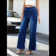 thumbnail image 4 of Pantalones Vaqueros Anchos de Talla Grande para Mujer, Cintura Alta, Adelgazantes, con Múltiples Bolsillos, Rectos, Holgados e Informales. Azul Oscuro XL, 4 of 10