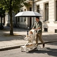 thumbnail image 4 of White Foldable Stroller Sun Umbrella, Pram Parasol and Shade Umbrella for Wagons and Camping Carts, 4 of 7