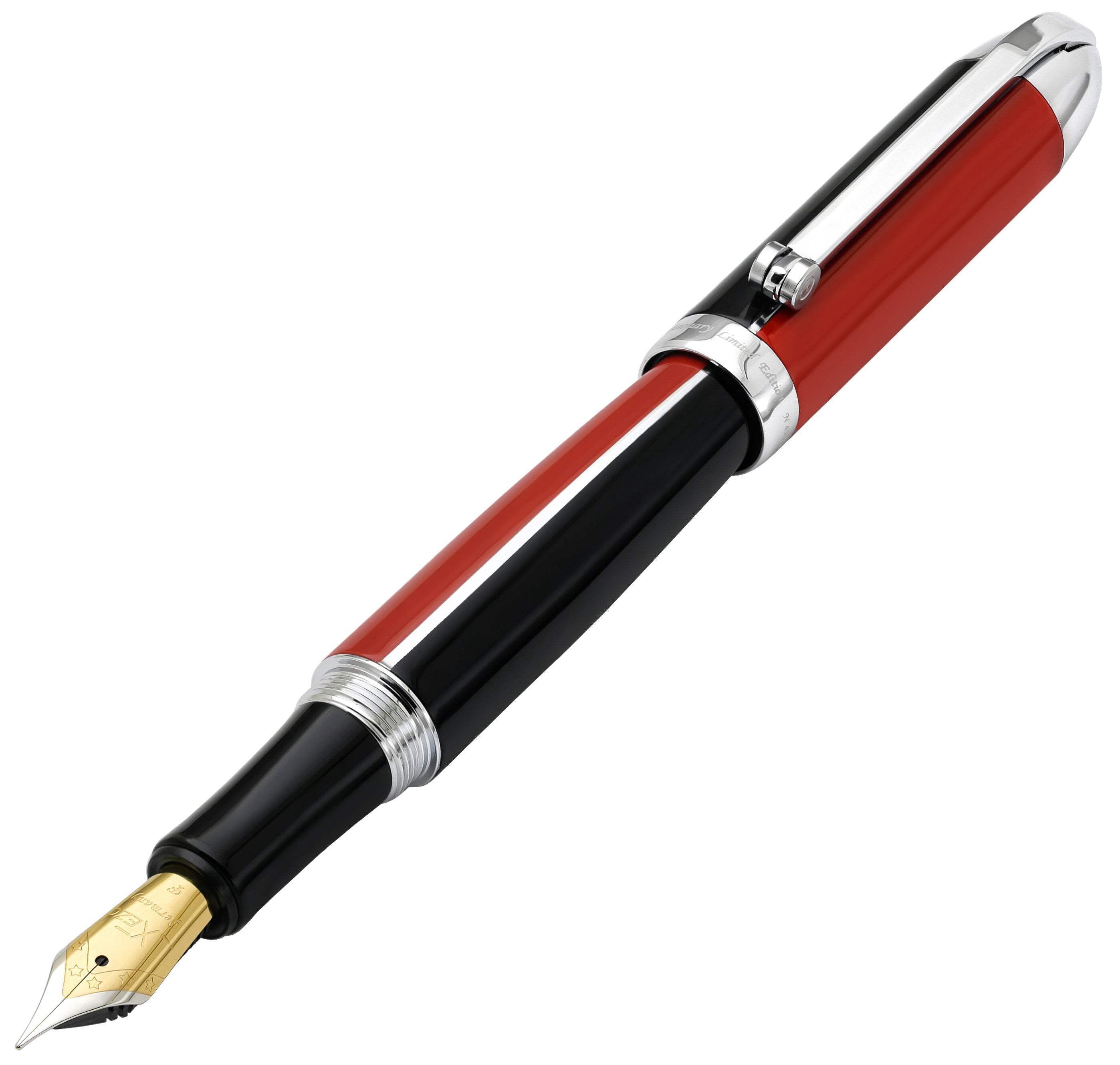 Xezo Xezo Visionary® Brass  Aluminum Enameled Fountain Pen (Fine Nib) - Red / Black