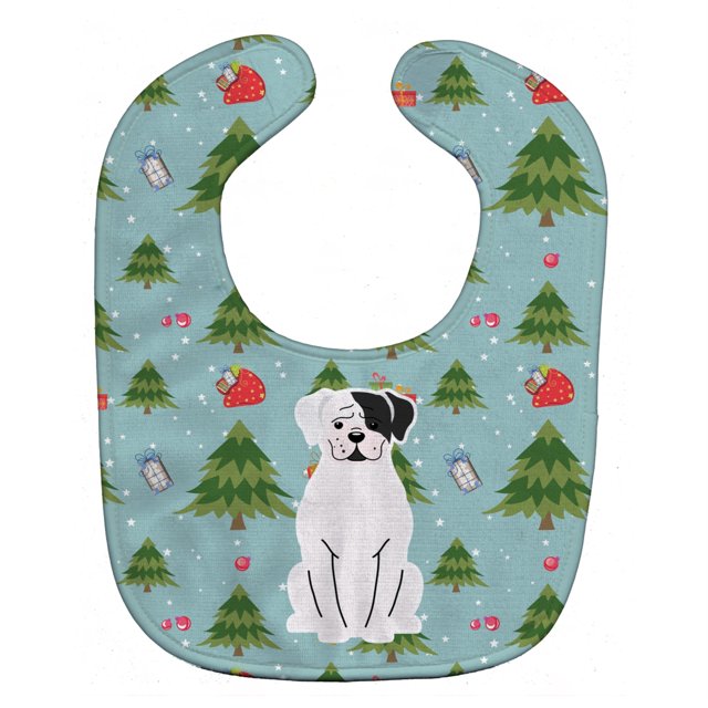 "Treasures Christmas Baby Babero, White Boxer Cooper, Large" Caroline's Treasures BB4774BIB