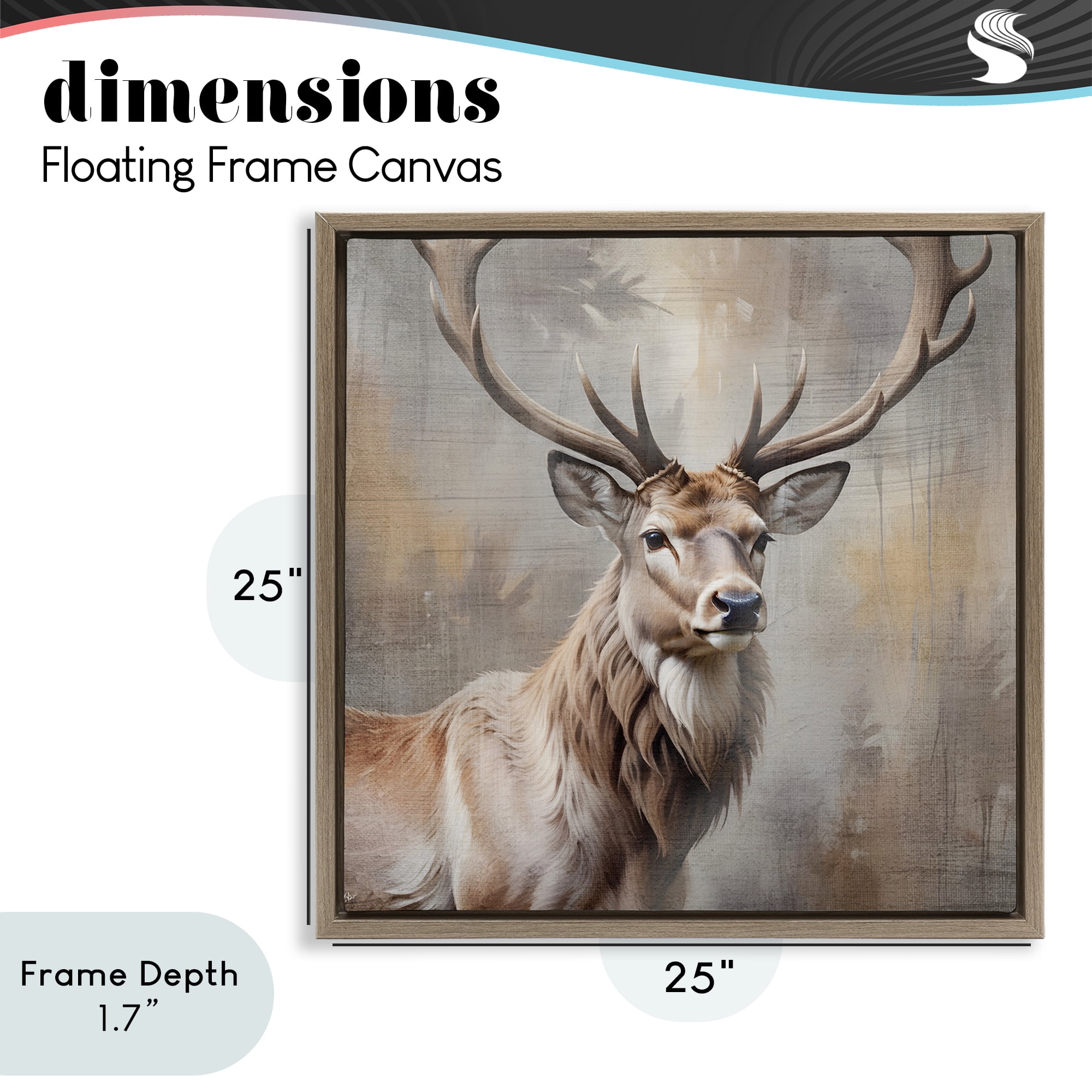 Stupell Industries Rustic Stag with Majestic Glance Brown Framed Floater Canvas Wall Art, design by Susan Arnot