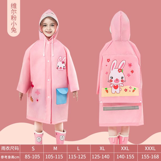 Chubasquero para niños y niñas de dibujos animados para niños, estudiantes de escuela primaria de verano de cuerpo entero con mochilas escolares, poncho impermeable engrosado Zefei Wu 9024735119586
