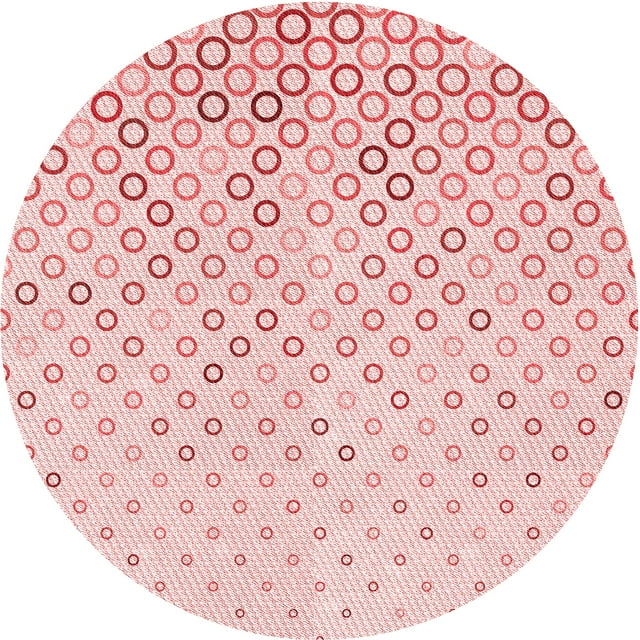 Ahgly Company Machine Washable Indoor Round Transitional Light Rose Pink Area Rugs, 3' Round