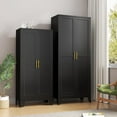 thumbnail image 5 of 75” Tall Pantry Cabinet, Metal Kitchen Storage Cabinet with 2 Doors and 5 Adjustable Shelves, White Storage Cabinet Cupboard for Kitchen, Dining Room, Living Room and Bathroom (Black), 5 of 15