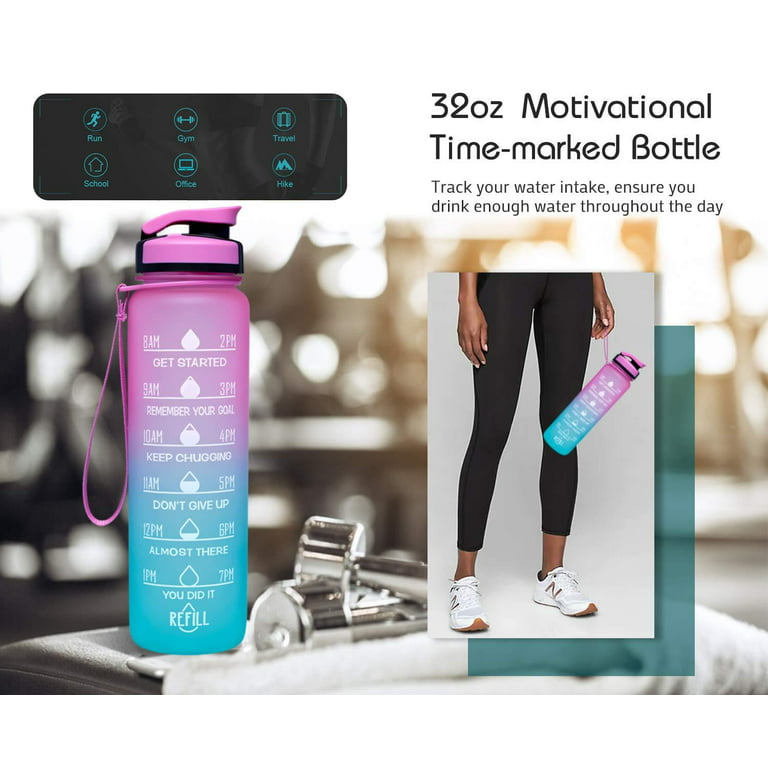Elvira 32oz Motivational Fitness Sports Water Bottle with Removable St –  Venture Pal
